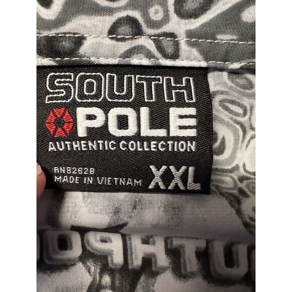 Vintage Southpole Men's XXL Button Shirt Short Sleeve button up polyester‎ - Picture 8 of 8